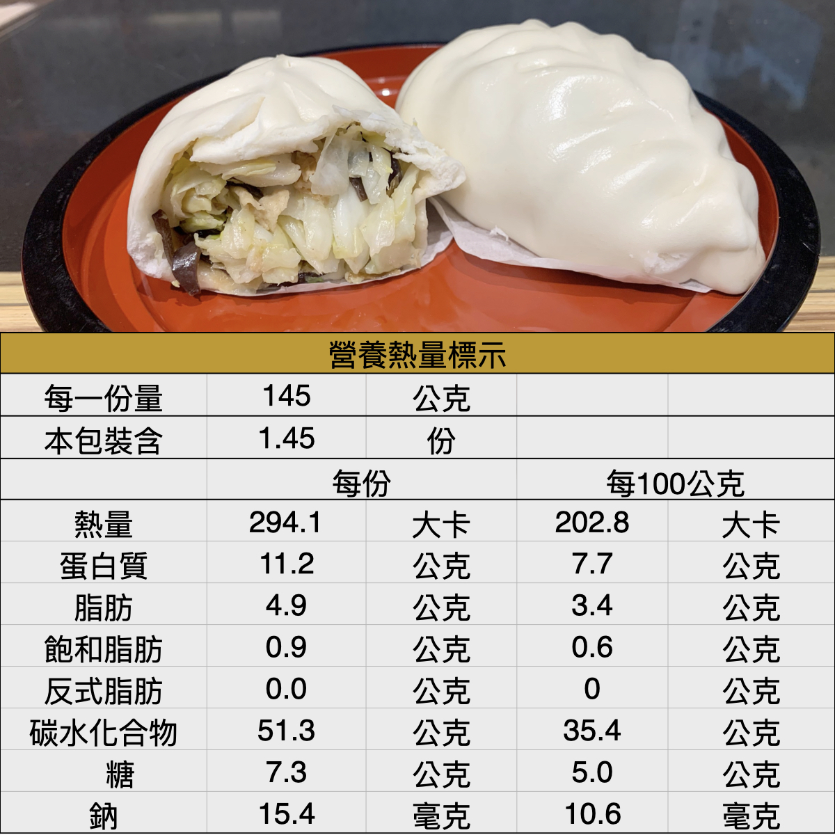 子木 高麗菜包 熱量營養表