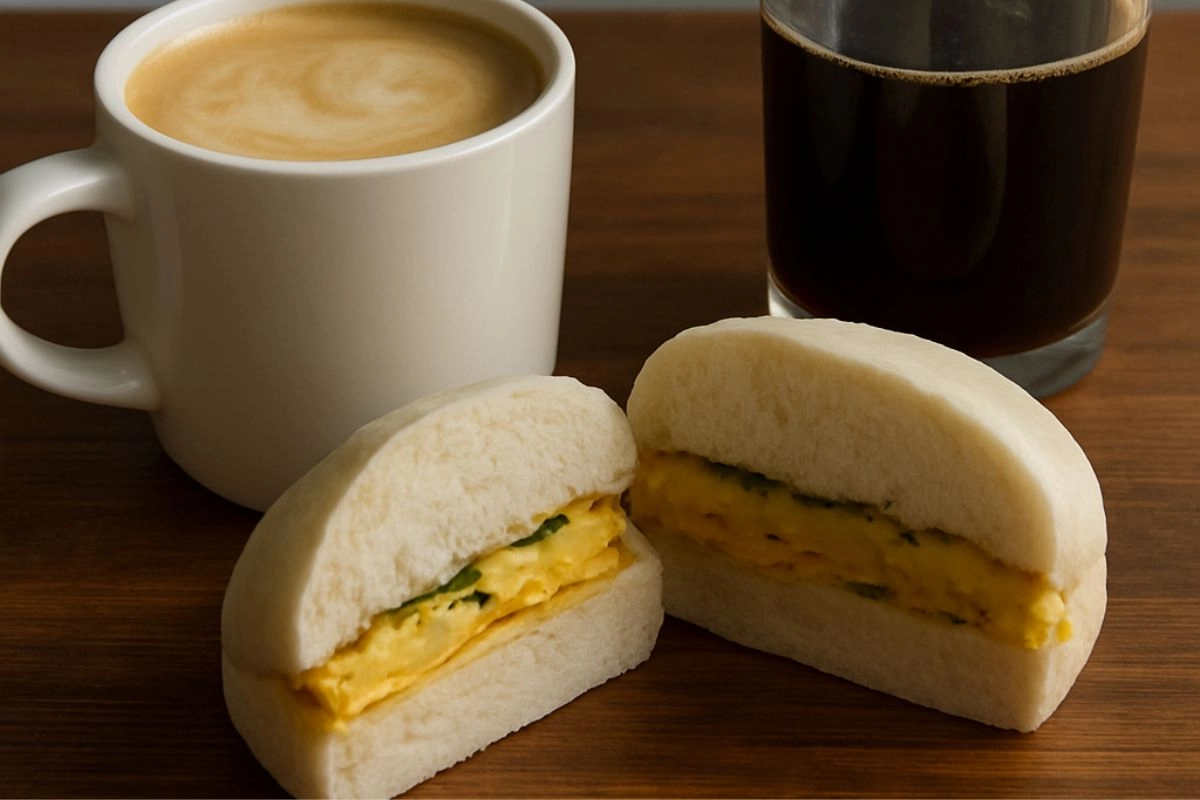 老麵饅頭百變吃法：夾入炒蛋與芝麻葉的創意饅頭堡，快速上桌的低負擔早餐食譜。