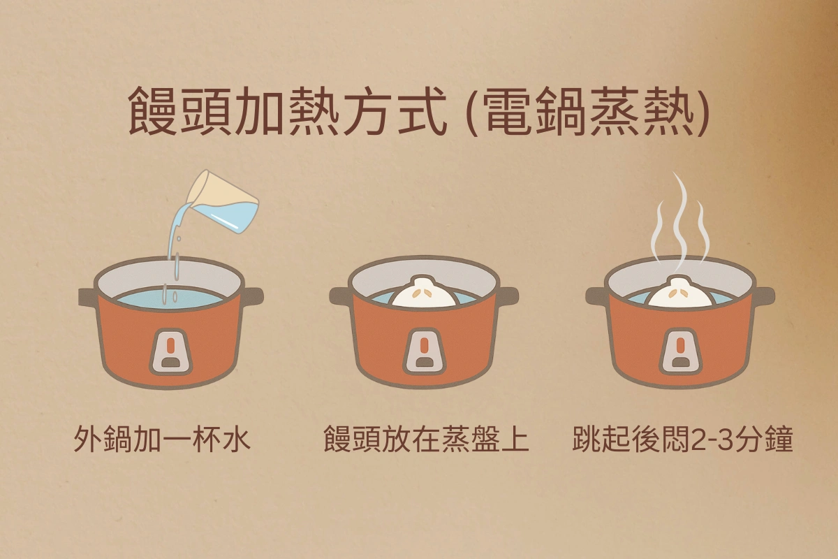 銀髮族適用的電鍋蒸饅頭簡易步驟圖