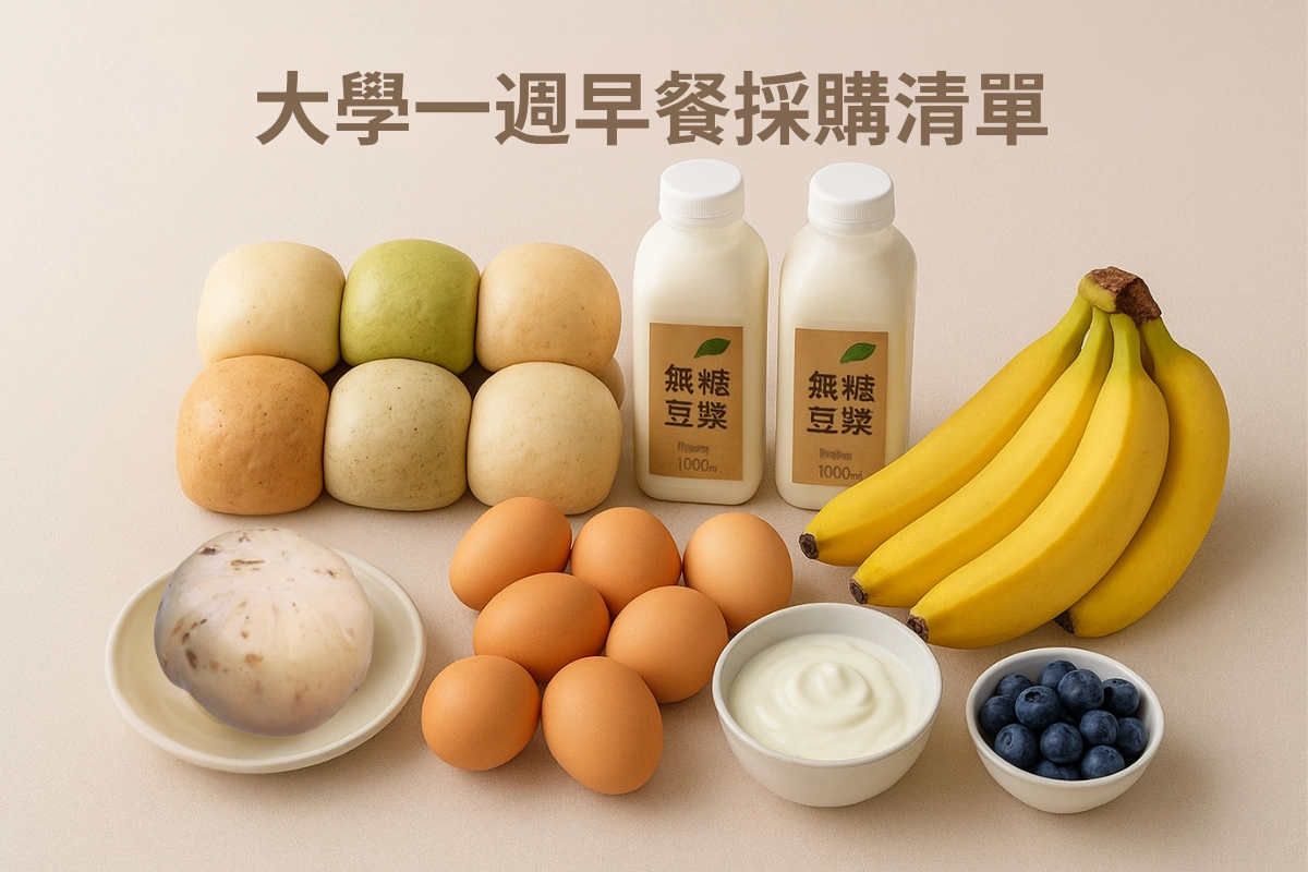 大學生一週早餐採購清單，總預算445-515元